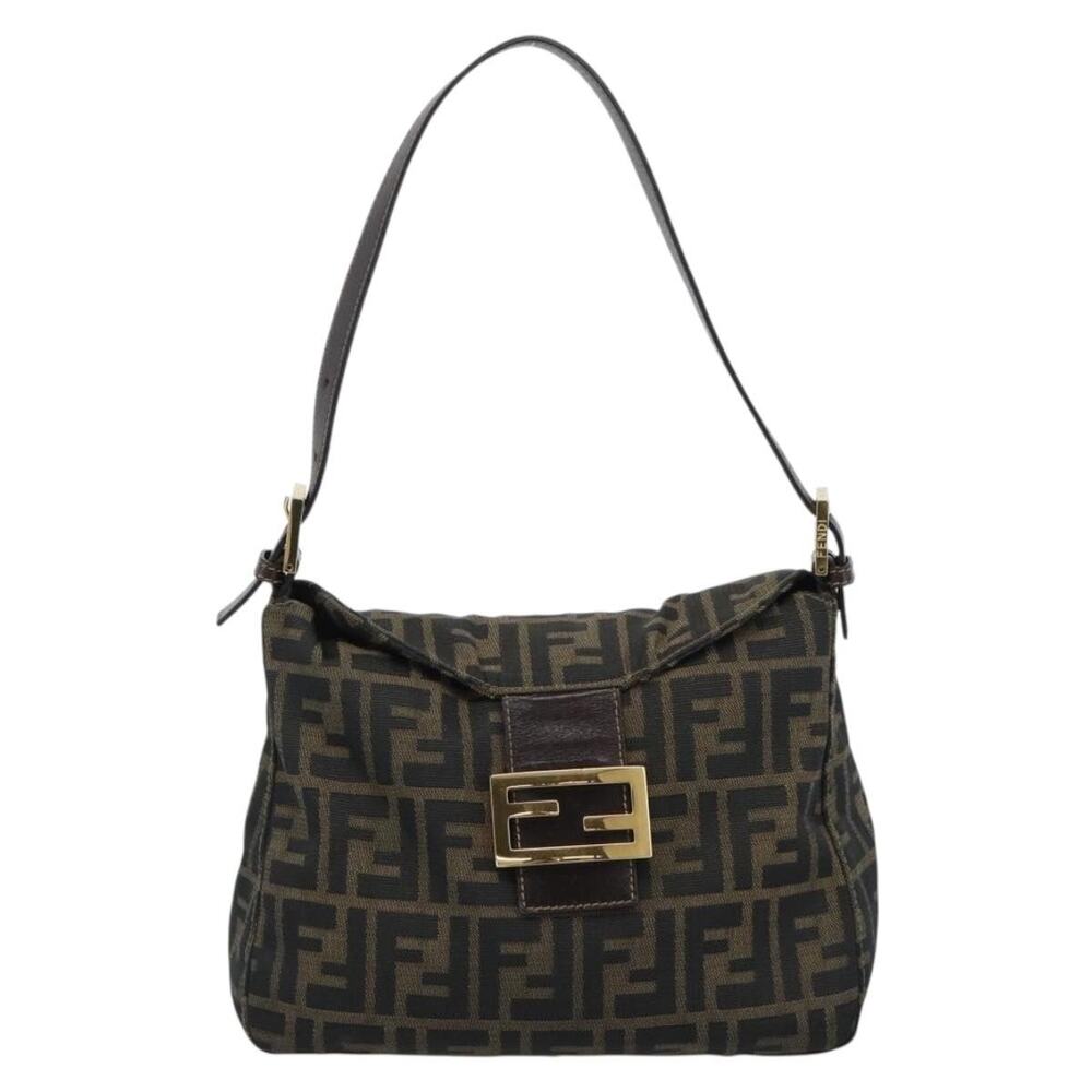 Fendi Zucca Mamma Baguette Shoulder Bag Black